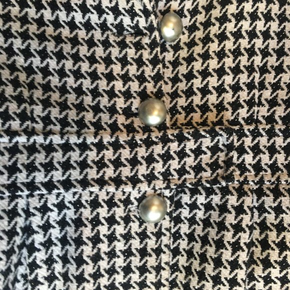 Girls Houndstooth Winter Warm Coat Jacket Wool Buttons Size Medium Black White - Picture 6 of 13